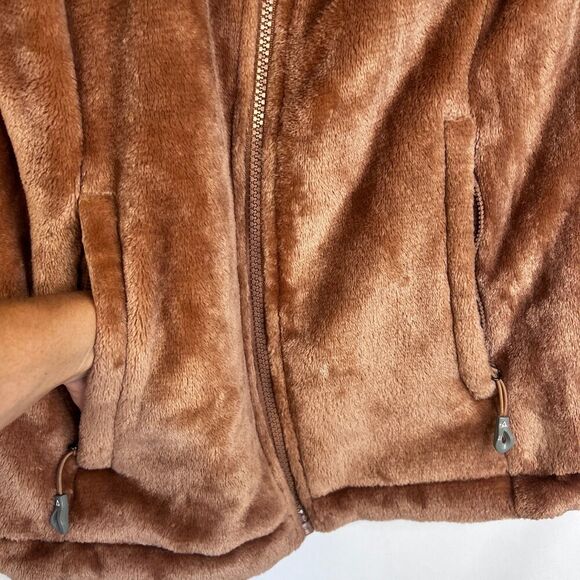 Gerry Brown Fuzzy Hooded Full Zip Sweater Jacket Zip Pockets Size Small - Picture 8 of 13